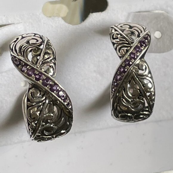 Bali Designs Robert Manse AMETHYST HOOP Earrings - Picture 11 of 13
